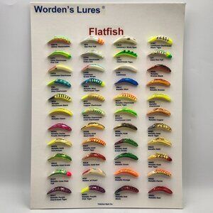 Yakima Wordens Lures Flatfish Show Display Board 44 Fishing Lures 422887